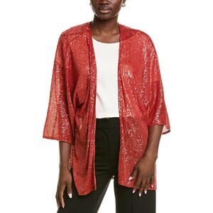 Anne Klein Womens Kimono Cardigan, Red